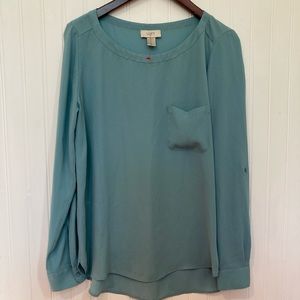 Ann Taylor Loft Roll Tab Sleeve Blouse EUC